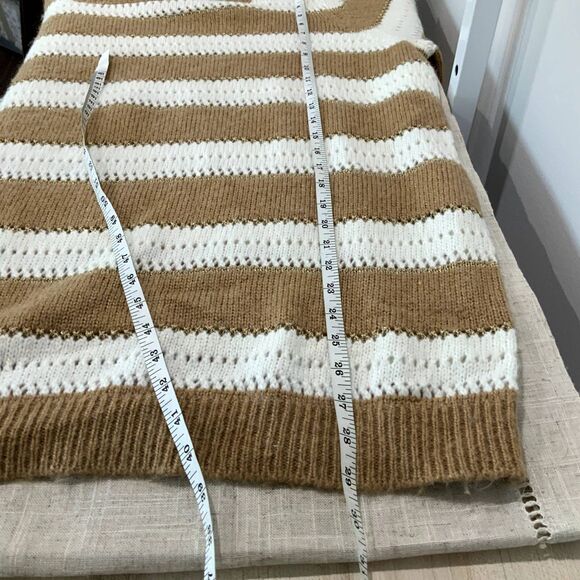 NWOT! Striped Brown/Cream/Gold Long Open Knit Sweater by Venus Size XL - Picture 7 of 9